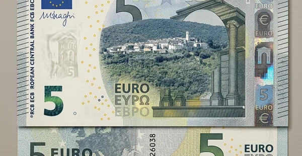 Banknote design: Central Italy's scenery.