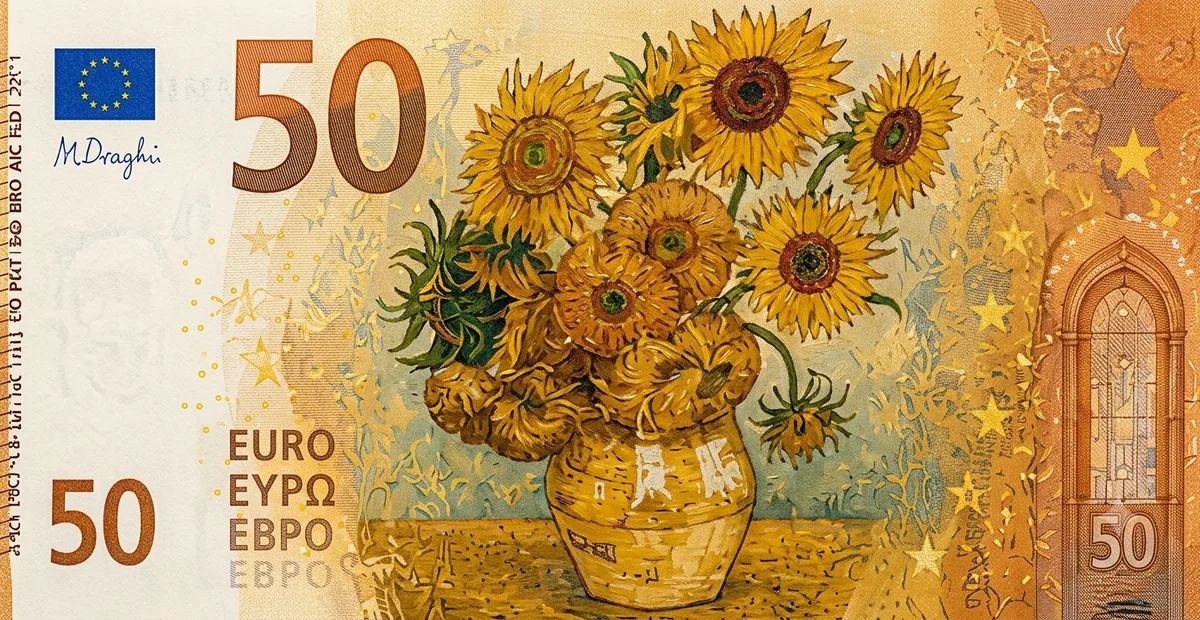 Banknote design: Sunflowers by Vincent Van Gogh